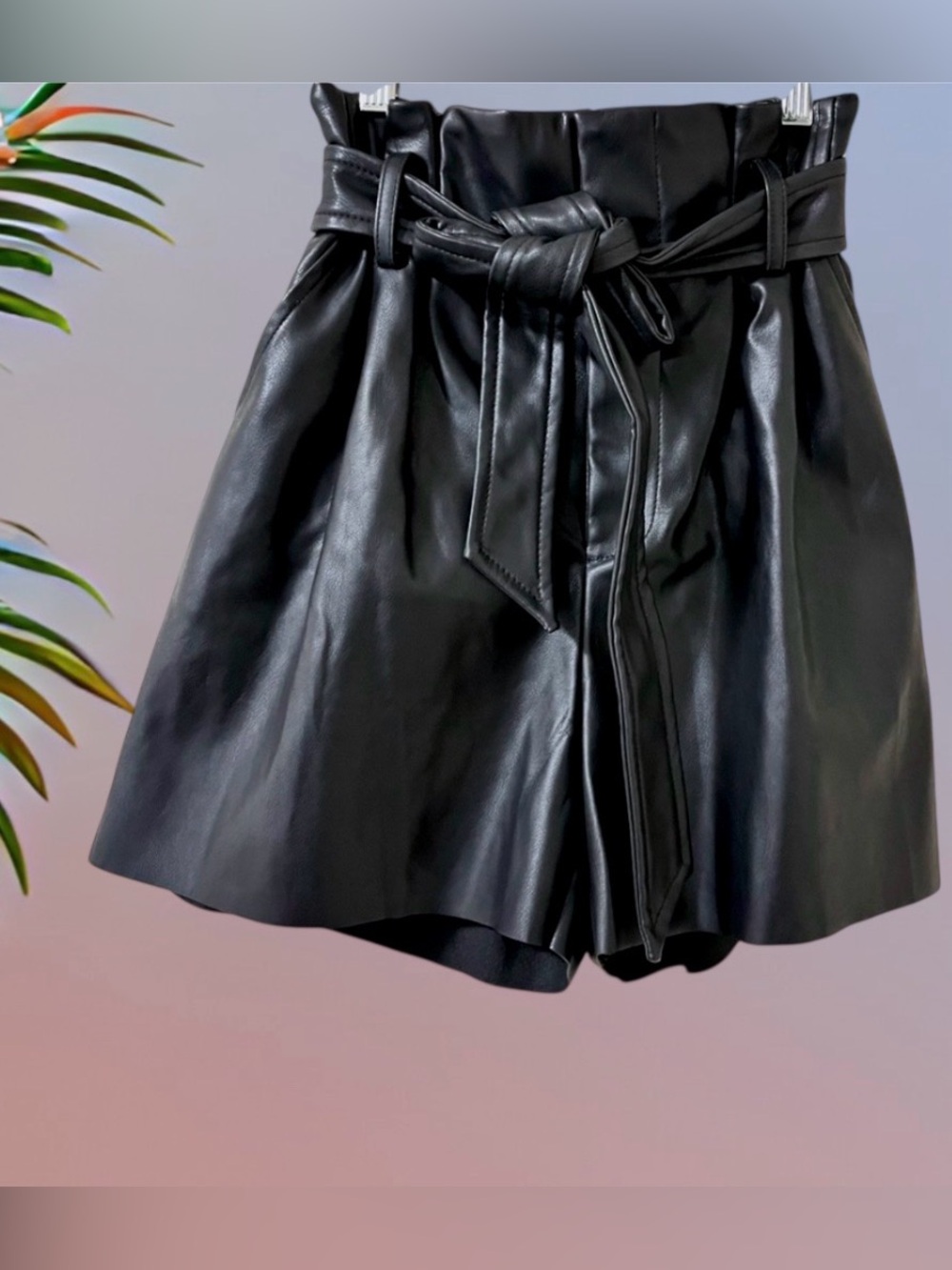 NWT Zenana Outfitters Night Out Black Faux Leather High Rise Shorts Size XS